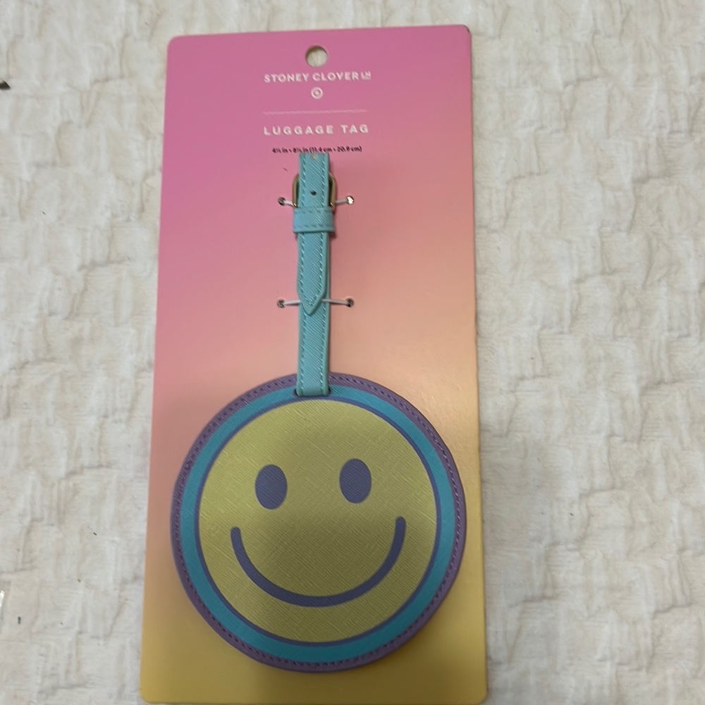 Stoney Clover Lane  smiley luggage tag